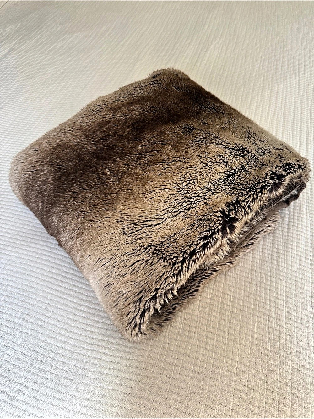 West Elm Ombre Fur Throw Faux Fur Brown & Cream